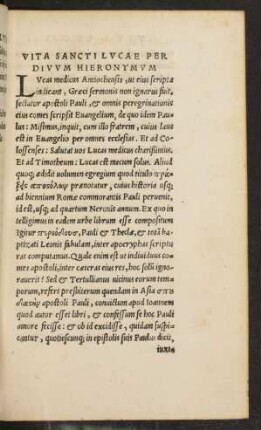 Vita Sancti Lucae Per Divum Hieronymum