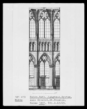 System der Innenwand des Langhauses der Kathedrale Notre Dame zu Reims,