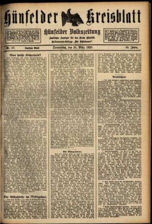 Zweite Ausgabe vom Donnerstag, den 26. März 1925.