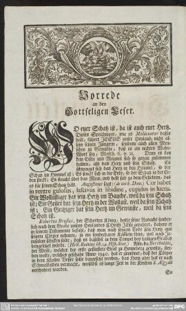 Vorrede an den Gottseligen Leser