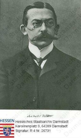 Walther, Heinrich, Prof. Dr. med. (* 1866) / Porträt, vorblickendes Brustbild mit faks. Unterschrift