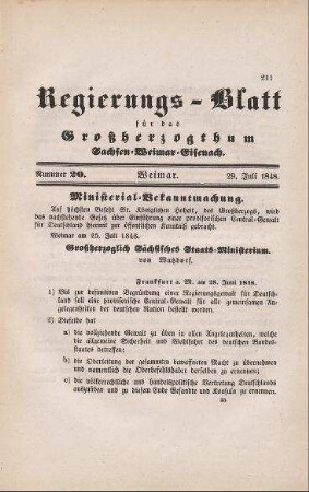 Nr. 20 : 29. Juli 1848