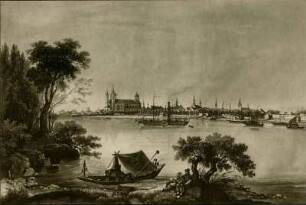 Speyer Blick vom rechten Rheinufer Aquarell von 1837