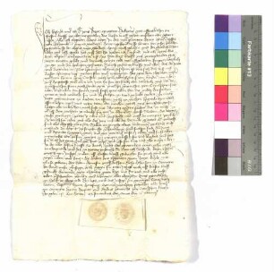 Seifried und Hans Beyer, Gefängnis; Siegel: Hans von Veilsdorf, Schultheiß.