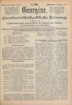 Siebenundfünfzigster Jahrgang. No. 35. Insterburg, 29. August 1889.