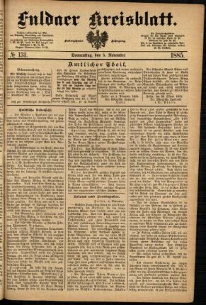 Ausgabe vom Donnerstag, den 05. November 1885.