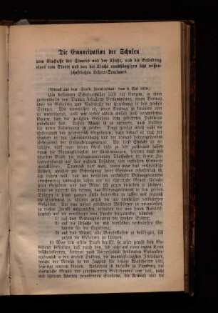 Die Emancipation der Schulen (...)