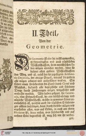 II. Theil: Von der Geometrie