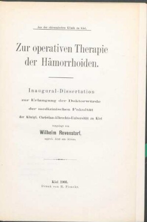 Zur operativen Therapie der Hämorrhoiden