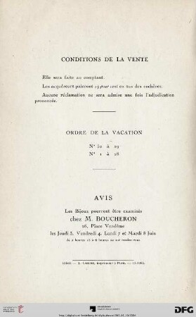Ordre de la vacation
