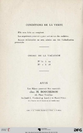 Ordre de la vacation