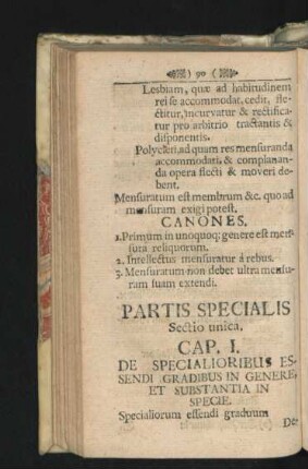 Partis Specialis. Des sonderlichen Theils Einiger Abschnitt.