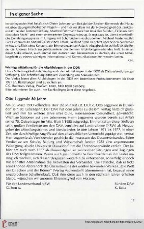 33: Otto Leggewie 80 Jahre