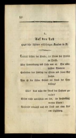 2. Auf den Tod eines sehr schönen elfjährigen Knaben ...