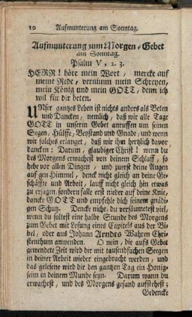Aufmunterung zum Morgen-Gebet am Sonntag.