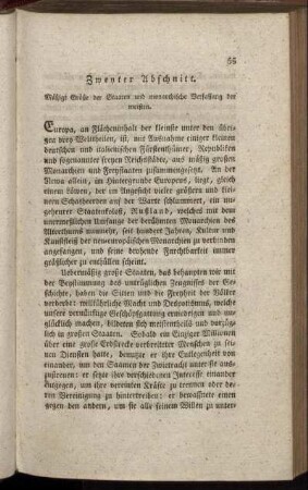 Zweyter Abschnitt. Maeßige Groeße der Staaten und monarchische Verfassung der meißten
