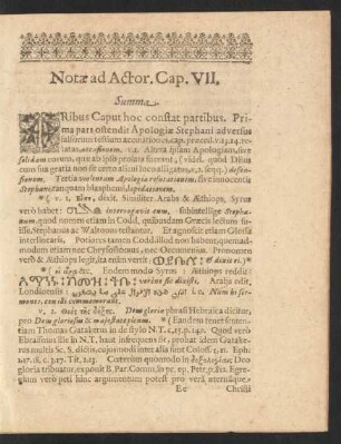 Notae ad Actor. Cap. VII. Summa.