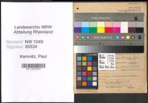 Entnazifizierung Paul Kemnitz , geb. 20.09.1909 (Werkmeister)