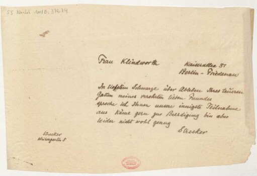 Brief an Henriette Klindworth : 1916