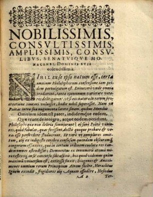 Disputatio Philosophica De Svbstantia Corporea Eivsqve Principiis Et Cavsis : In Celebri et Catholica Ingolstadiensi Academi"a publicè habita