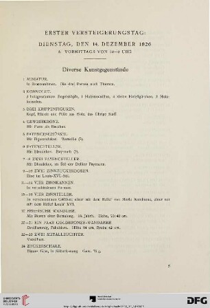 Erster Versteigerungstag (Nr. 1-512)