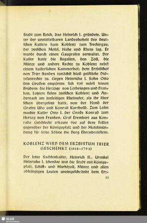 Koblenz Wird Dem Erzbistum Trier Geschenkt : (1018-1794)