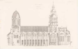 Dom, Mainz: Längsschnitt (aus: Atlas zur Zeitschrift für Bauwesen, hrsg. v. G. Erbkam, Jg. 34, 1884)