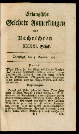 XXXXI. Stück