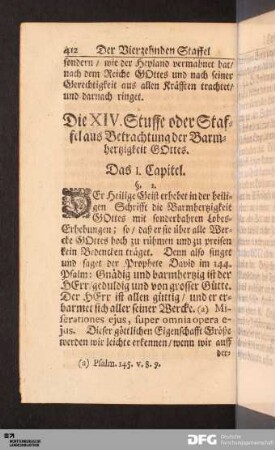 Die XIV. Stuffe oder Staffel aus Betrachtung der Barmhertzigkeit GOttes.
