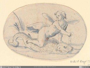 Putto auf einem Fisch