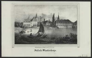 Ansicht von Schloss Blankenhain, Lithographie, 1839 : Schloß Blankenhayn / Nach der Natur gez. von Witthoeft. Lith. von C. W. Arldt. - [Dresden] : [Pietzsch] , [1839]. - 1 Kunstblatt : Lithogr. ; 19 x 12 cm
