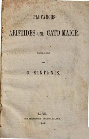 Plutarchs Aristides und Cato maior