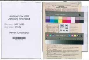 Entnazifizierung Annemarie Heyer , geb. 25.11.1903 ()