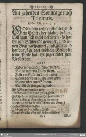 Am zehenden Sonntage nach Trinitatis