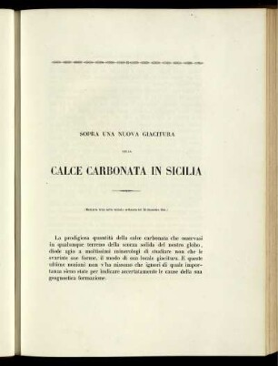 Sopra una nuova giacitura della calce carrbonata in Sicilia.