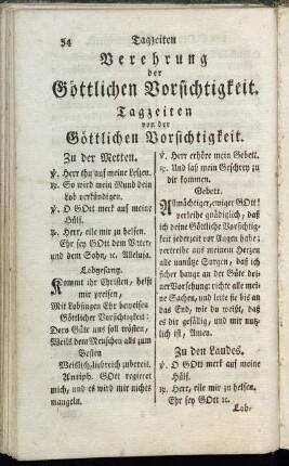 Verehrung der Göttlichen Vorsichtigkeit.
