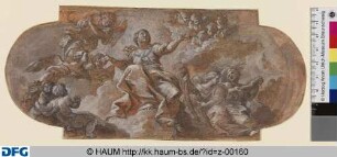 Maria in Wolken, von Engeln umgeben