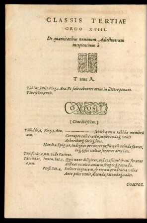 Classis Tertiae Ordo XVIII. ... T