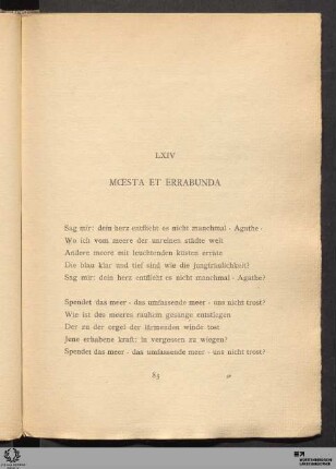 LXIV. Moesta et Errabunda