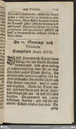 Am 22. Sonntage nach Trinitatis. Evangelium Matth. XVIII