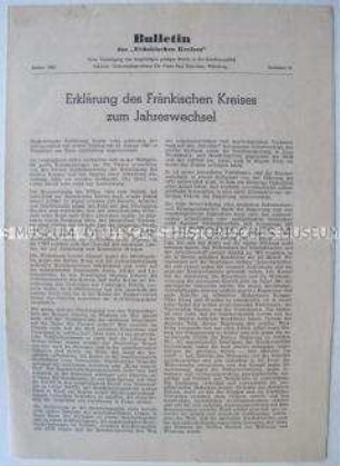 Informationsblatt des "Fränkischen Kreises" u.a. zum Jahreswechsel 1960/61