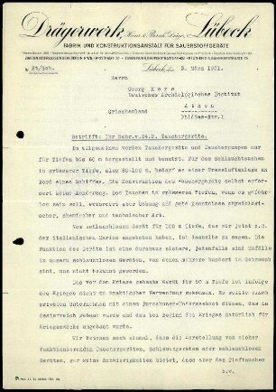 Drägerwerk Lübeck an G. Karo