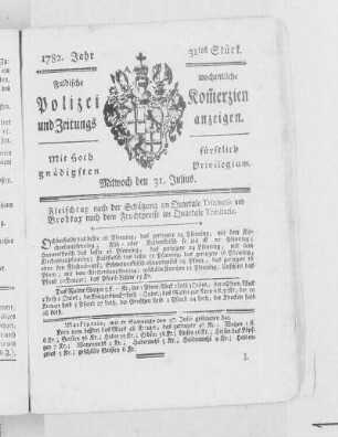 31tes Stück., Ausgabe vom 31. Juli 1782