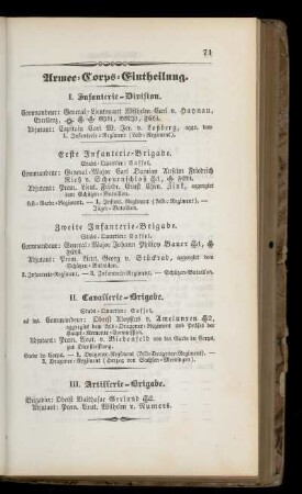 Armee=Corps=Eintheilung.