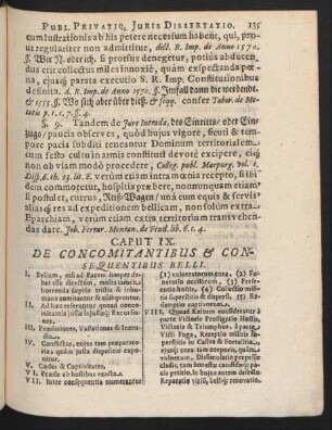 Caput IX. De Concomitantibus & Consequentibus Belli.
