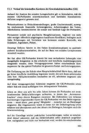 5.2.1 Verlauf der kriminellen Karrieren der Gewohnheitskriminellen (GK)