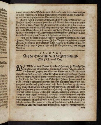 H4r-J1v Extract Auß der Erbverbündnuß der Fürstenthumb Gülich, Cleve und Berg