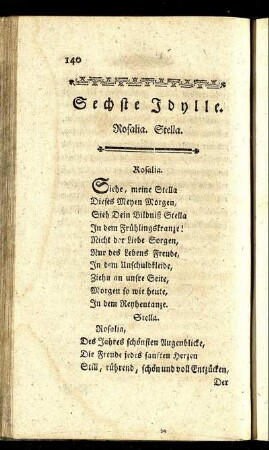 Sechste Idylle. Rosalia. Stella.