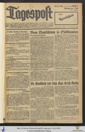 28. Jg. (Juli bis Dezember): Freiburger Tagespost