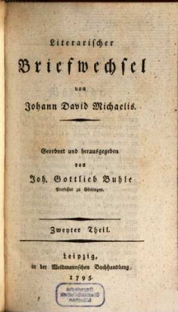 Literarischer Briefwechsel, 2